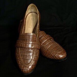 Brown Schutz Crocodile Print Loafers - Elevate Your Everyday Style!